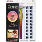 Kiss Impress Falsies Press On Self Adhesive Eyelashes, 12mm-14mm Glam Volume Press On Lashes, Black, No Glue Needed, Invisible Band, 20 Lash Clusters & Non-Stick Applicator - Spiky