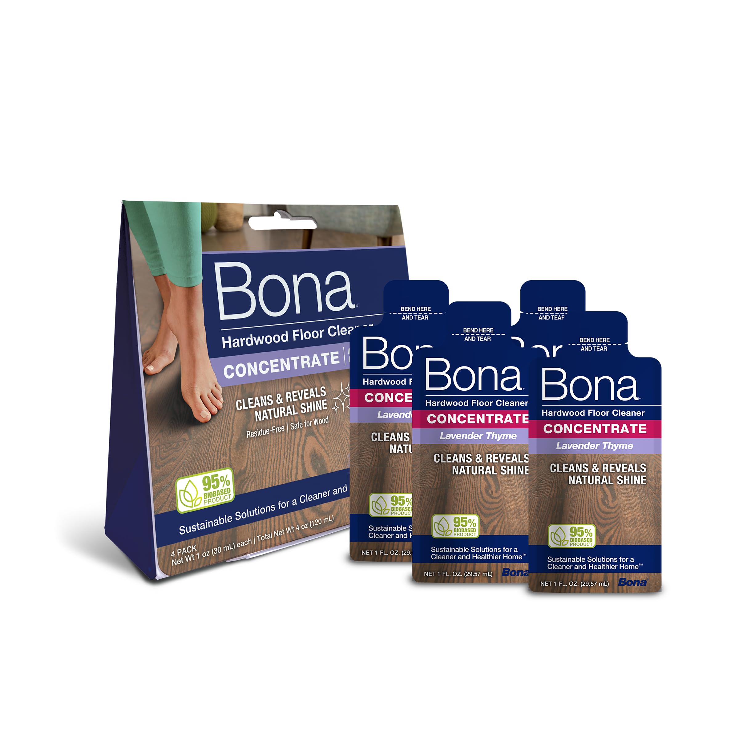Buy now Bona Hardwood Floor Cleaner Concentrate, Cedar Wood Scent, 1 fl oz, Pack of 4 (Makes 128 fl oz) - Residue-Free Floor Cleaning Concentrate Spray Mop and Spray Bottle Refill - For Wood Floors Lavender Thyme at indiglob india