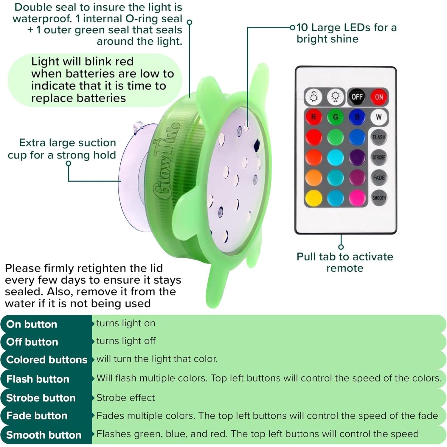 Buy now Underwater Remote Controlled LED Color Changing Light for Bathtub or spa - Battery Operated - Size 2.75 in. at indiglob india