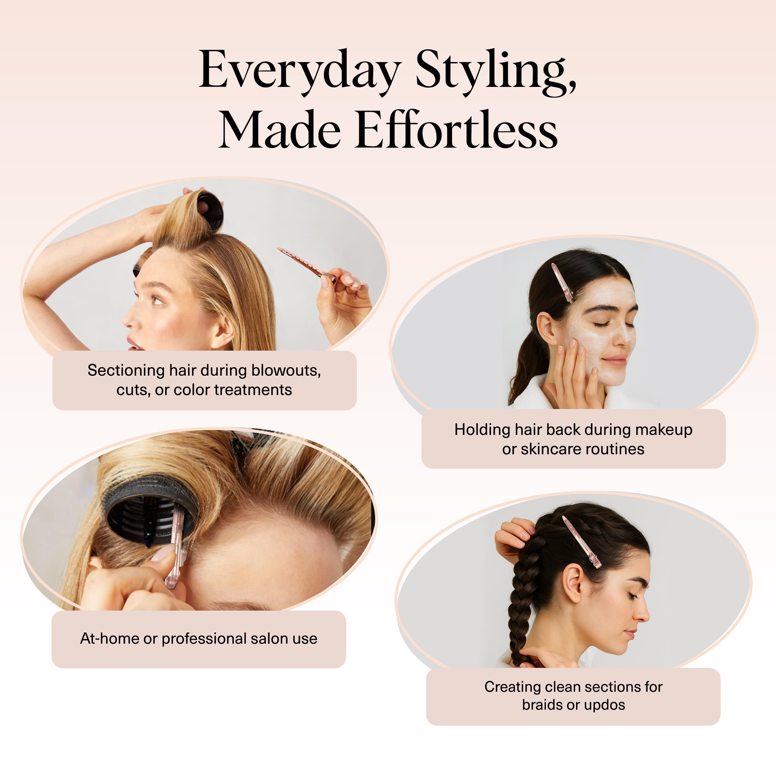 Kitsch Professional Alligator Clips - Rose Gold, 6 Pcs | 3.5" Aluminum Duckbill Hair Clips for Styling – Great Hair Sectioning Clips For Salon, Makeup Application