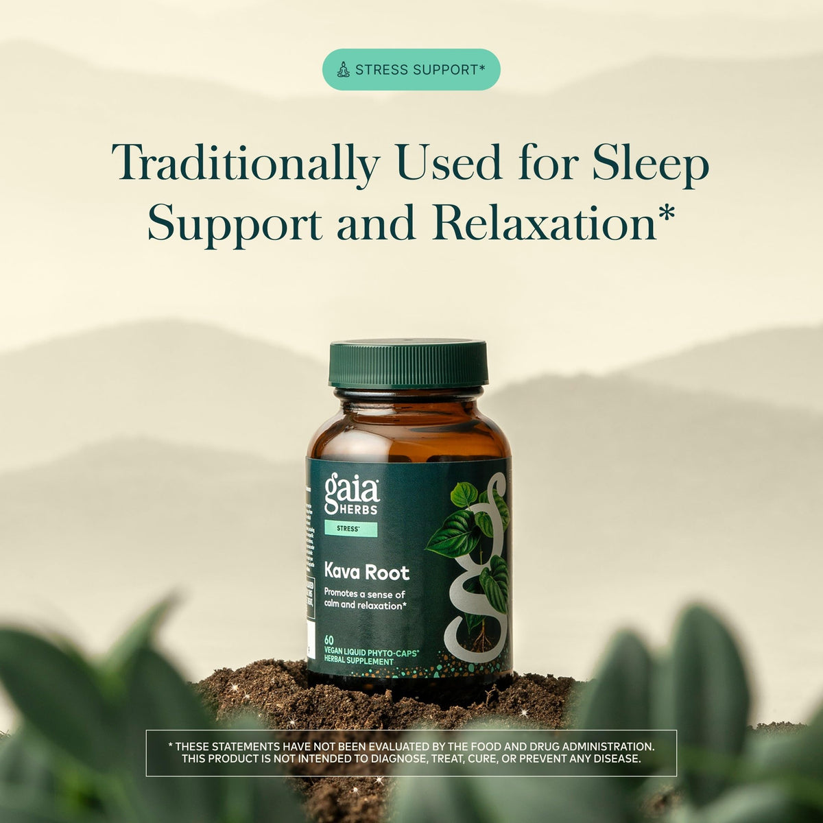 Gaia Herbs Kava Root, 60 Vegan Capsules, 60 Servings