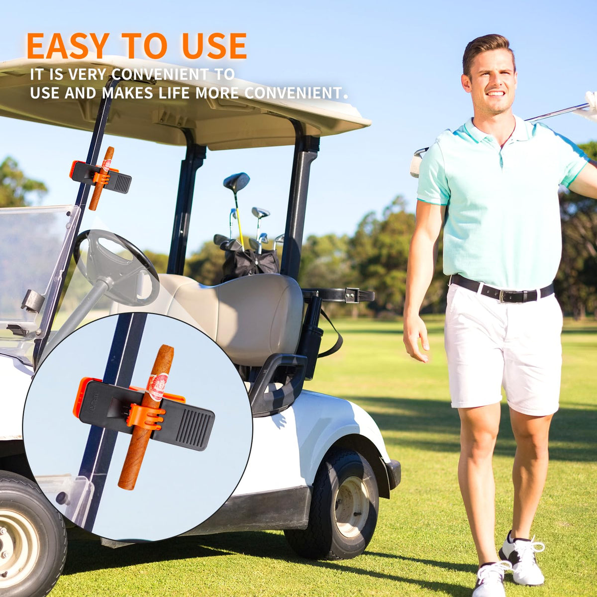 3PACK Cigar Holder For Golf Cart ,Golf Cart Accessories Cigar Gifts For Golfers