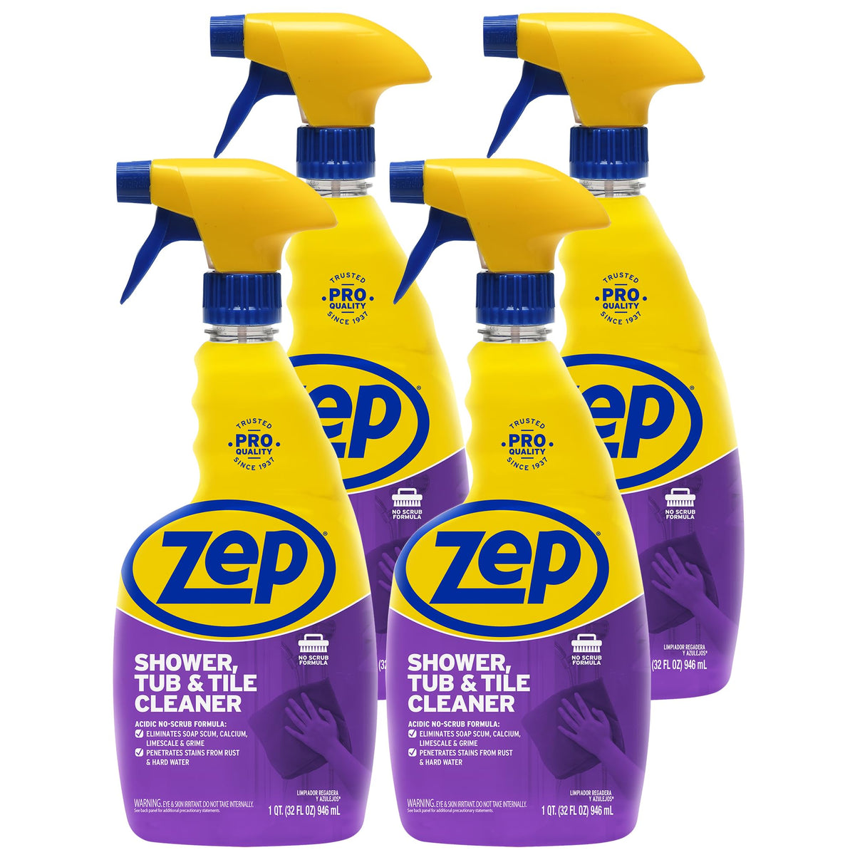 Zep Shower Tub and Tile Cleaner 32 oz ZUSTT32 (Case of 4) -Eliminates Hard Water Stains and limescale