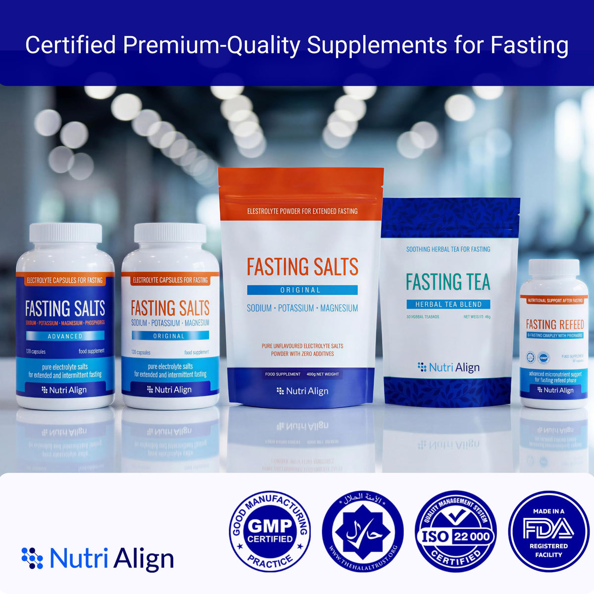 Nutri-Align Fasting Salts Electrolytes Powder | 400g Sodium Potassium Magnesium Electrolytes | Pure Unflavoured Electrolytes for Extended and Intermittent Fasting | Sugar Free & Filler Free