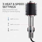 TYMO 4.0 Hair Blow Dryer Brush - Lightweight 3X Faster Drying 5-in-1 Ionic Blowout Hair Dryer Brush Adds Shine, Volume & Fullness for Smooth, Anti-Frizz Straight, Curl & Blowout Styles, Metal Grey