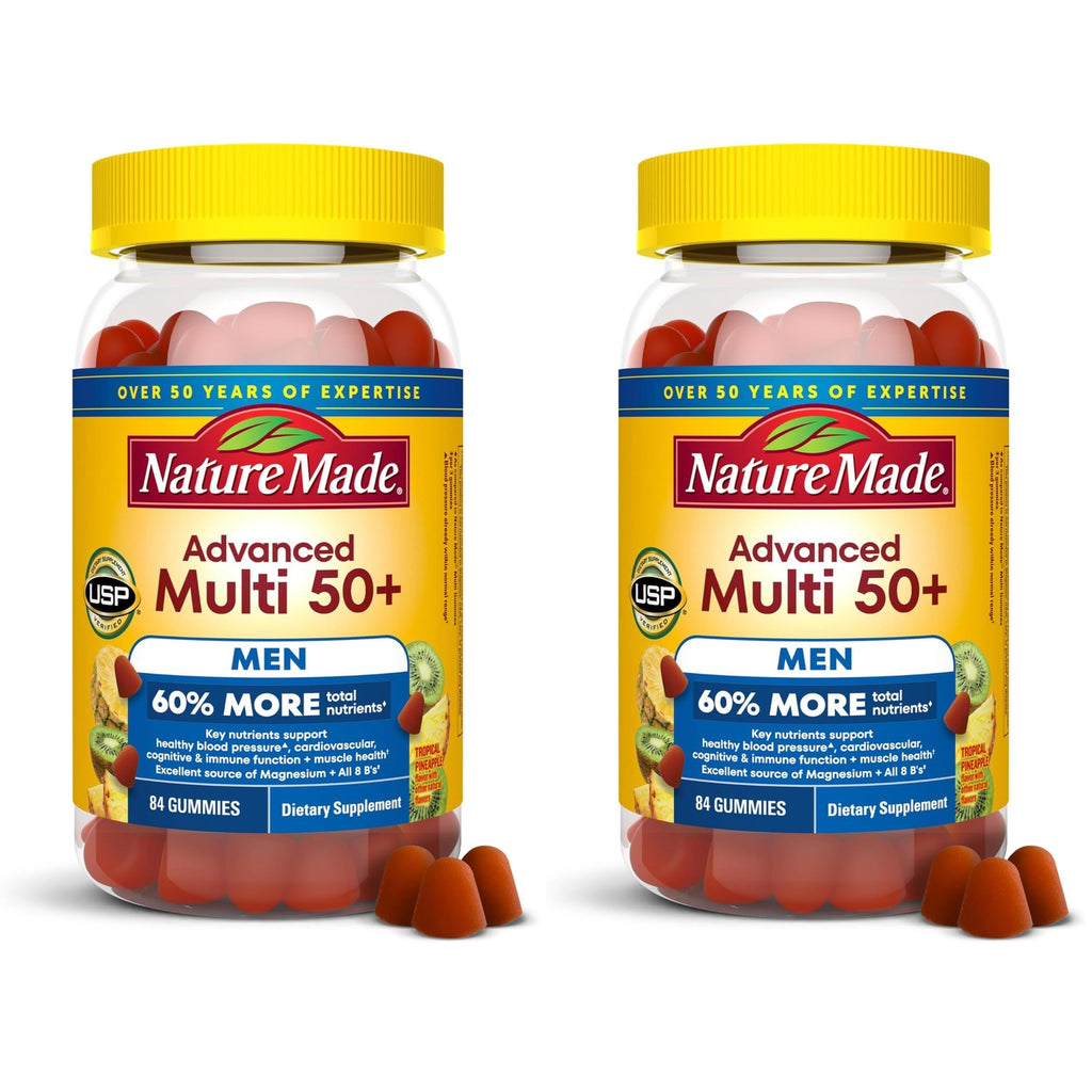 Nature Made Advanced Multivitamin Gummies 50+ for Men, 84 Multi Vitamins | Mens Multivitamins Gummies with Magnesium Citrate, Vitamin D3, Zinc, All 8 B Vitamins, 28 Day Supply
