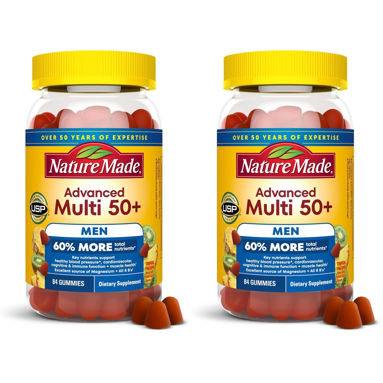 Nature Made Advanced Multivitamin Gummies 50+ for Men, 84 Multi Vitamins | Mens Multivitamins Gummies with Magnesium Citrate, Vitamin D3, Zinc, All 8 B Vitamins, 28 Day Supply