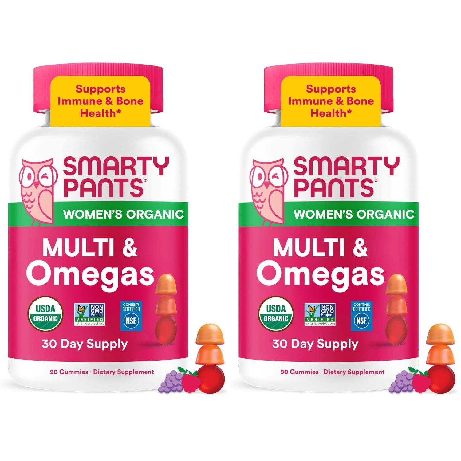 SmartyPants Organic Women's Multivitamin Gummies: Biotin, Probiotics, Methylfolate, Omega 3 (ALA), Vitamin D3, C, Vitamin B12, B6, A, K & Zinc, Inositol, Gluten Free, 120 Count (30 Day Supply)