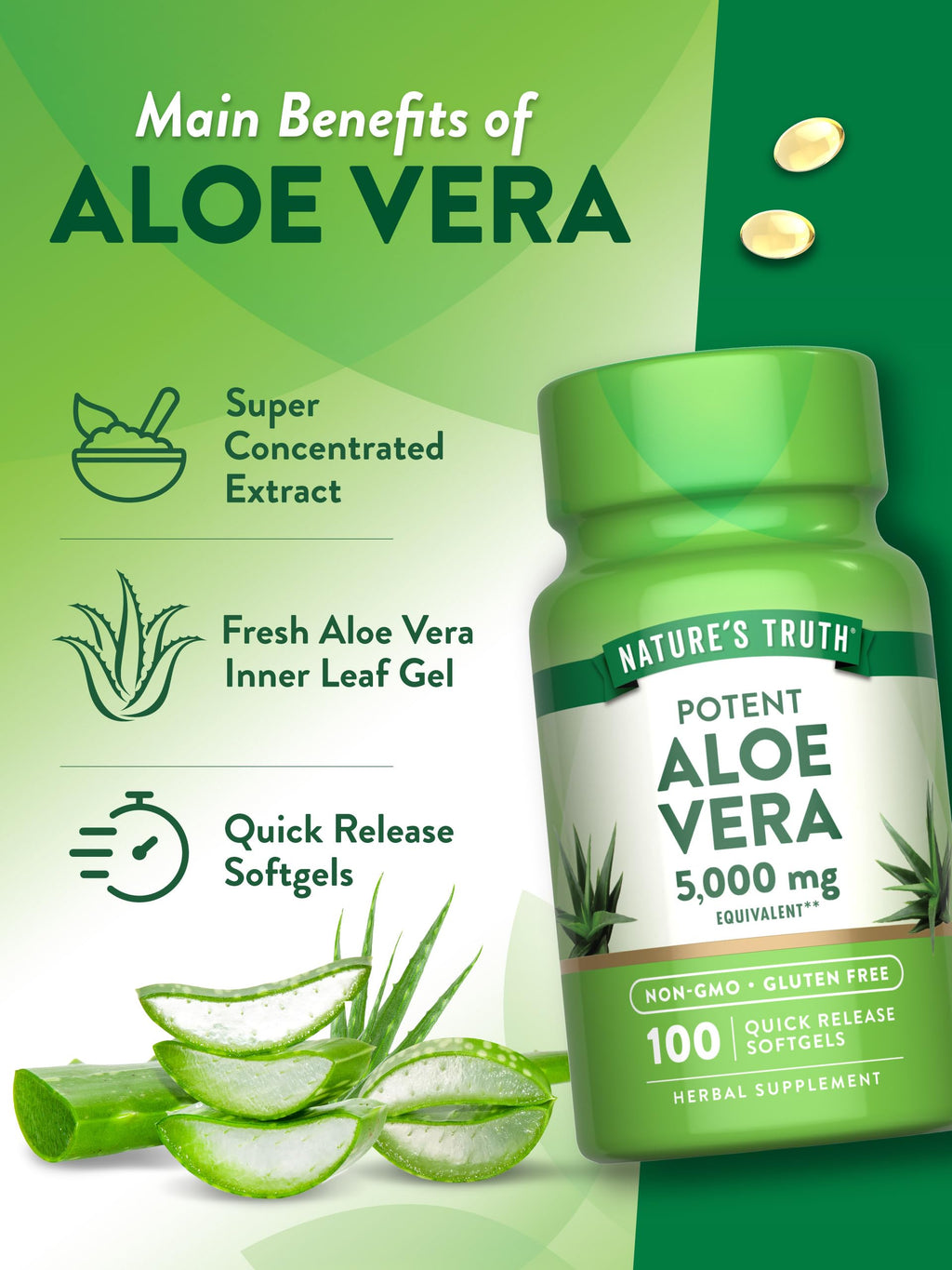 Nature's Truth Aloe Vera Softgels | 100 Count