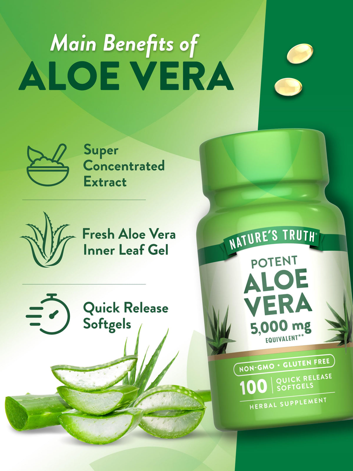 Nature's Truth Aloe Vera Softgels | 100 Count