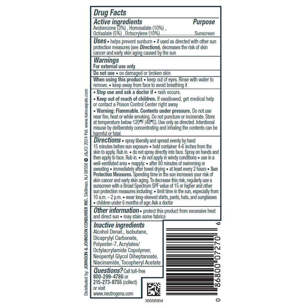 Neutrogena Clear Body Sunscreen Spray SPF 50, 5 oz | Broad Spectrum UVA/UVB Sun Protection, Water-Resistant, Non-Comedogenic, Lightweight Body Sunscreen, Vitamin E & Niacinamide
