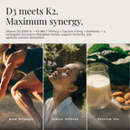 D3+K2 Max Vitamin D3 125mcg + K2 MK-7 100mcg with Calcium 210mg & BioPerine - Bone, Heart & Immune Support - Non-GMO, Gluten Free - 60 Capsules