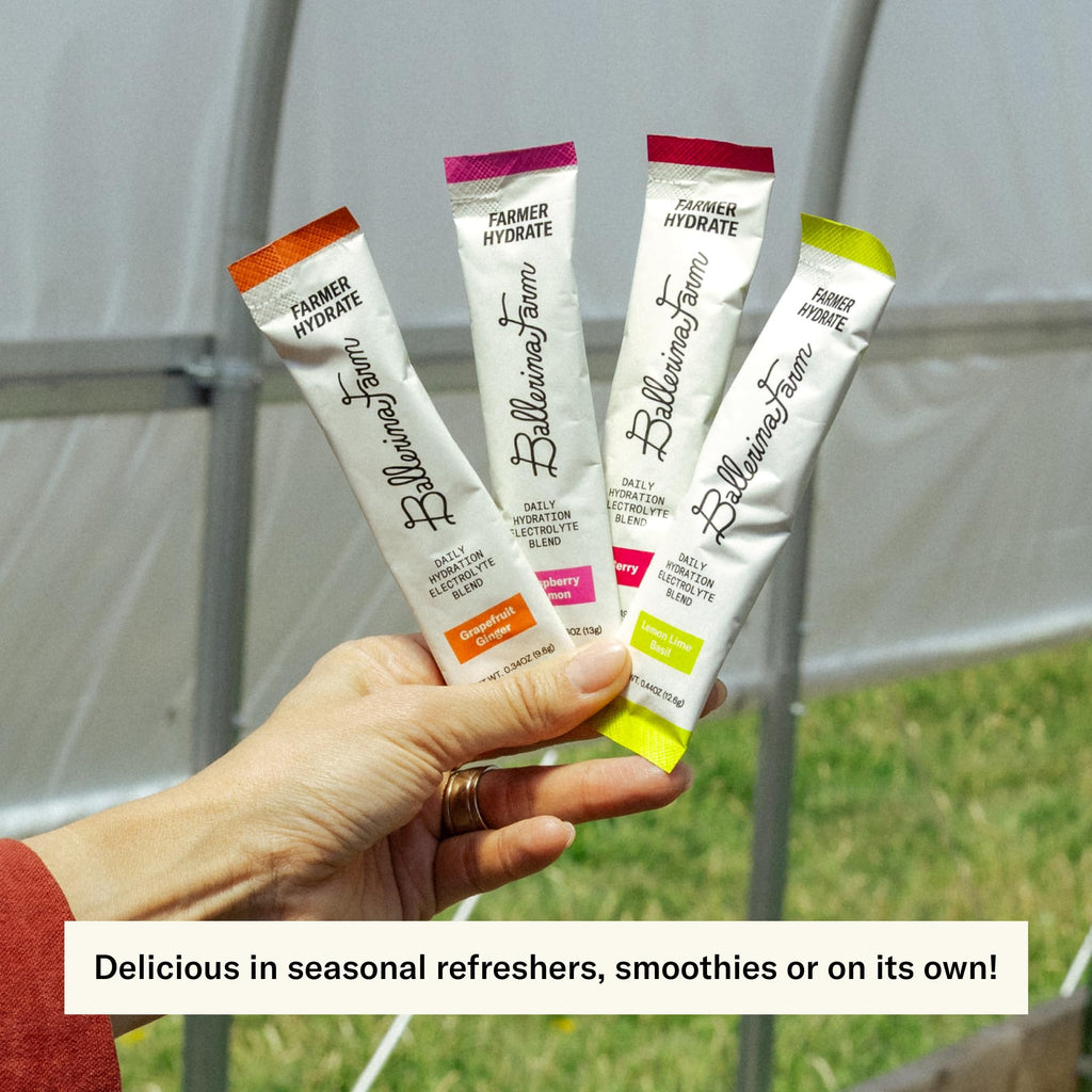 Ballerina Farm Farmer Hydrate Variety Pack, 4 Flavor Electrolyte Packets