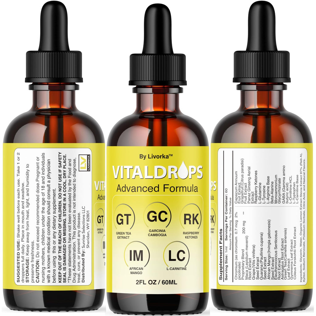 Vital Drops - Official Vital Drops Advanced Formula, VitalDrops Daily Premium Liquid Supplement Support All Natural Multivitamin for Overall Health & Wellness, 1 Bottle for 1 Month