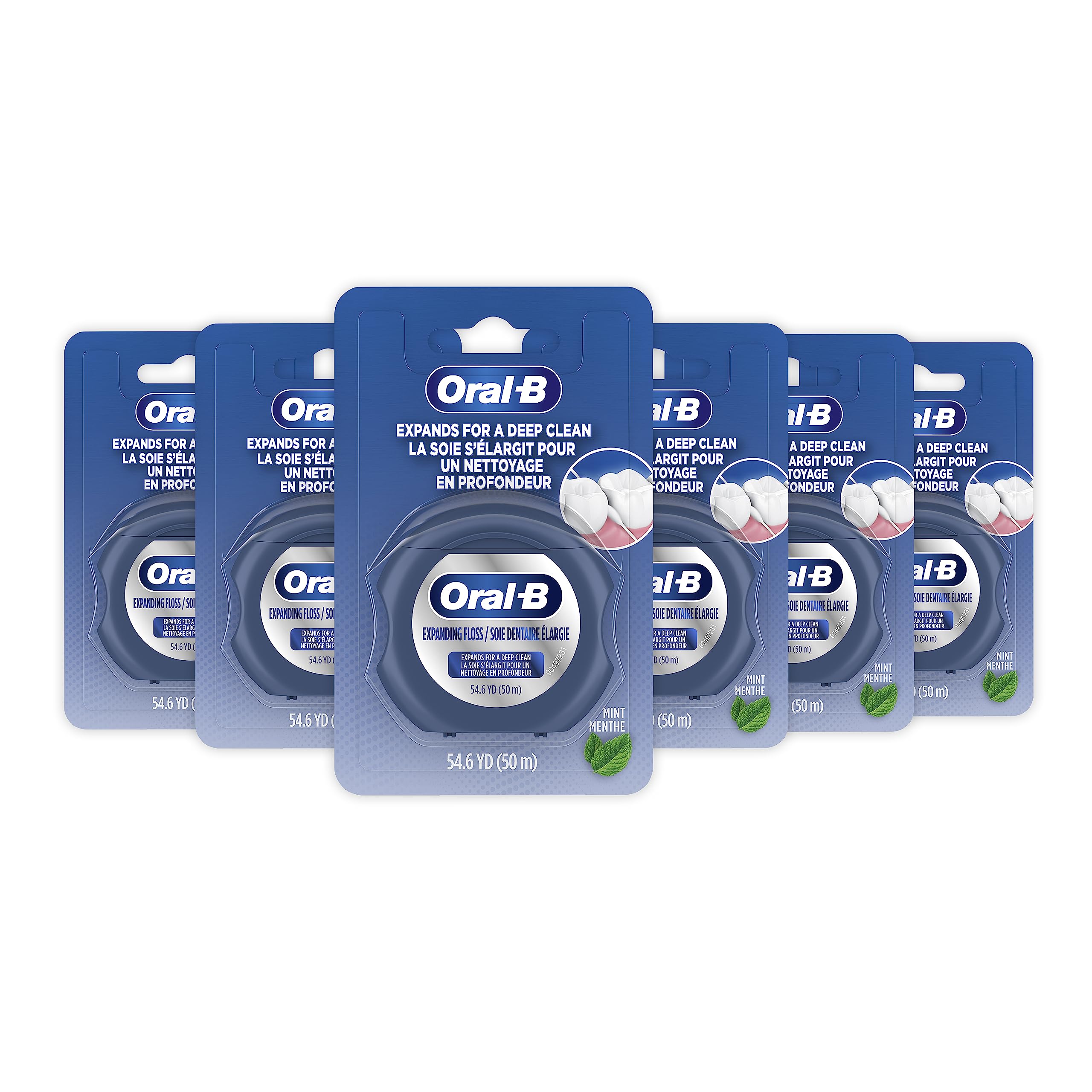 Buy now Oral-B Expandable Dental Floss, Mint, Expands for A Deep Clean, 6 Pack (50M) at indiglob india