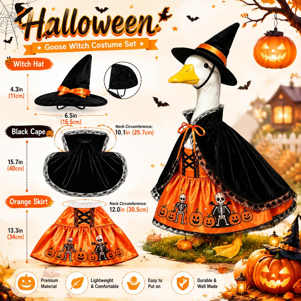 Halloween Porch Goose Outfits 3 Pcs Geese Outfit Outdoor Garden Statue