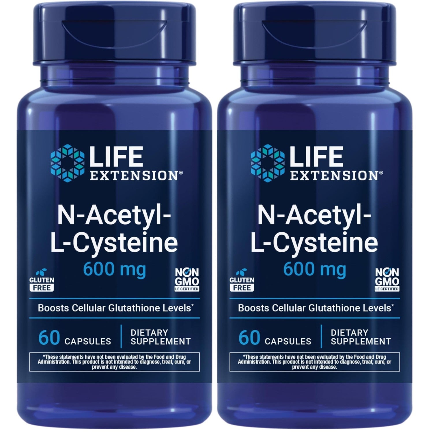 Life Extension N-Acetyl-L-Cysteine (NAC), Immune, Respiratory, Liver Health, NAC 600 mg, Potent antioxidant Support, Free-radicals, Easy to Absorb, 60 Capsules