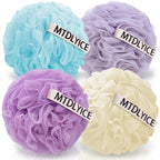 MTDLYICE Loofah Sponge, XXL Large Loofah 100g 4 Pack, Bath Sponge Soft Mesh Shower Loofah for Men, Body Scrub, Shower Pouf Bath Accessories, for Body Wash, Soap (Blue Gray)
