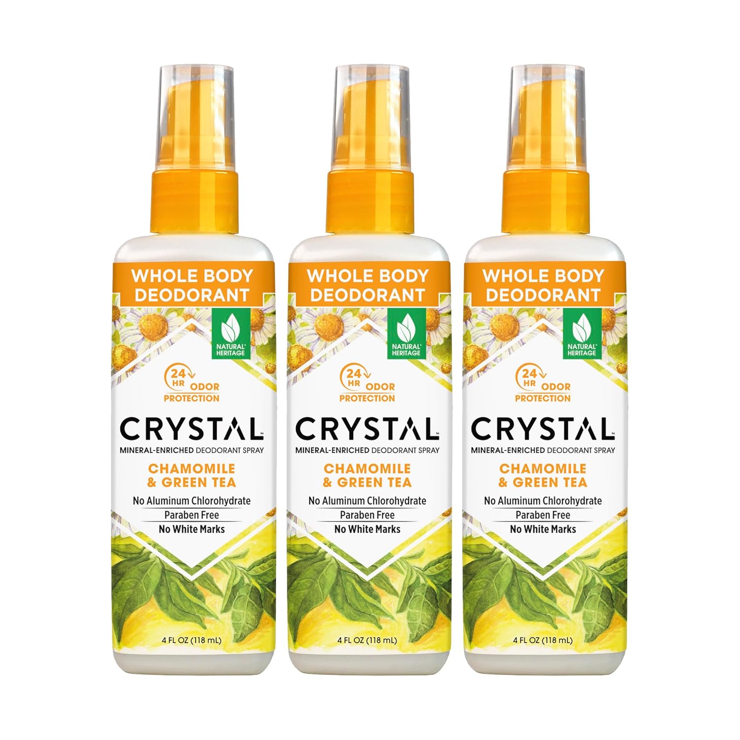Buy now Crystal Body Deodorant Spray-4 fl oz, 2 pack 4.01 Fl Oz (Pack of 3) Chamomile & Green Tea at indiglob india