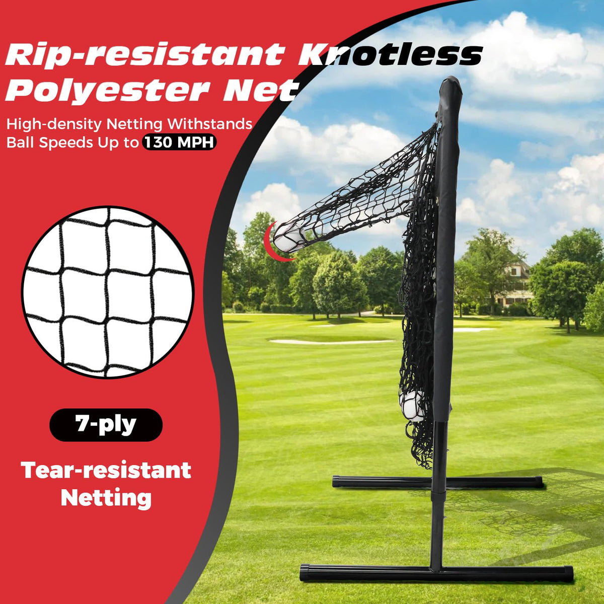 Bearwill Pitching Net, 9 Hole Baseball Pitching Net with Strike Zone