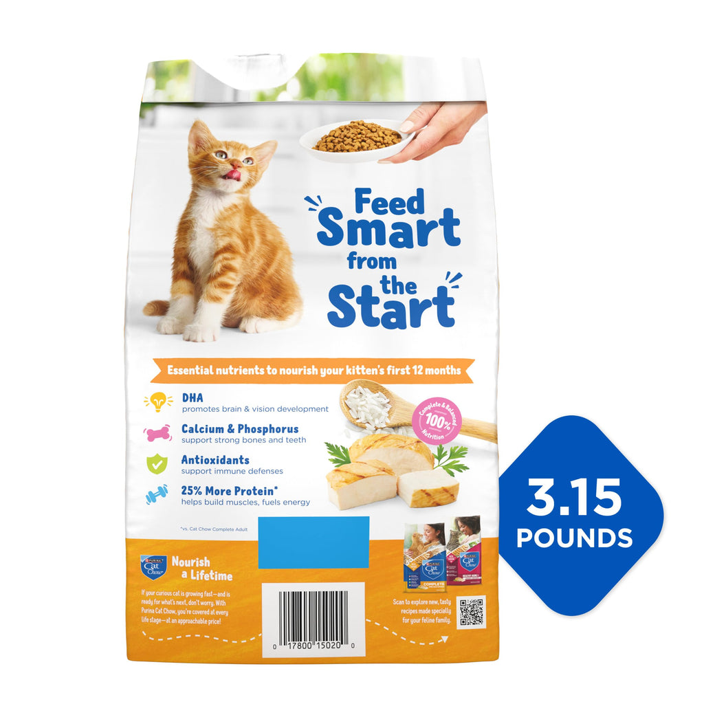 Purina Kitten Chow Year One Essentials Dry Kitten Food, (4) 3.15 lb Bags