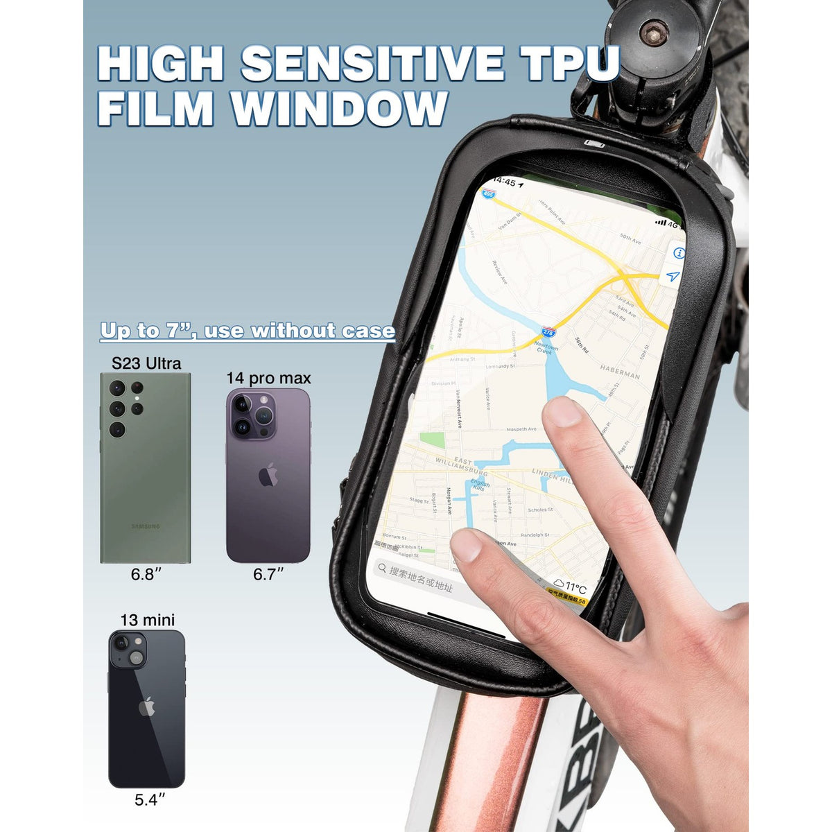 ROCKBROS Bike/Bicycle Phone Front Frame Bag, Waterproof, Tube Cycling Pouch
