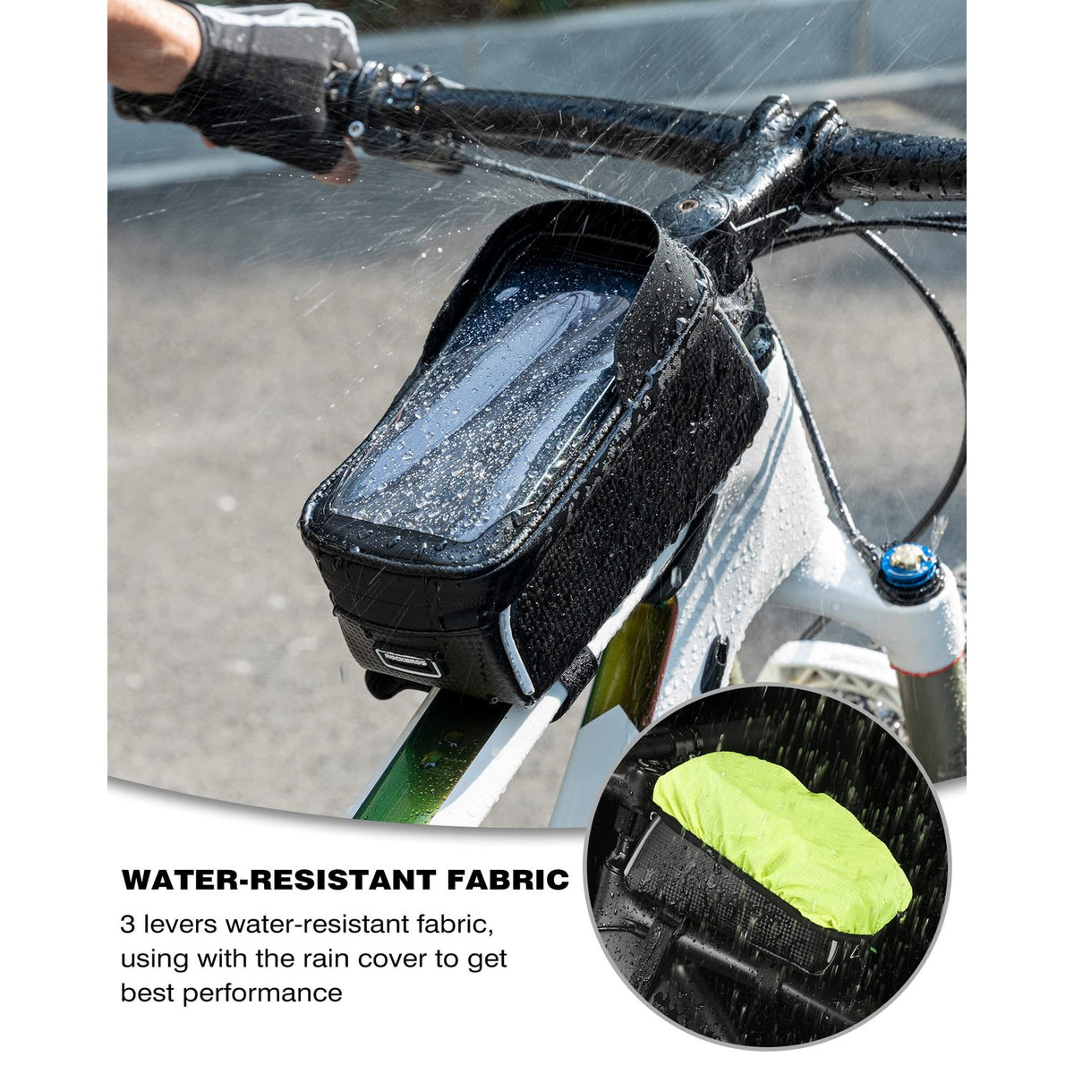 ROCKBROS Bike/Bicycle Phone Front Frame Bag, Waterproof, Tube Cycling Pouch