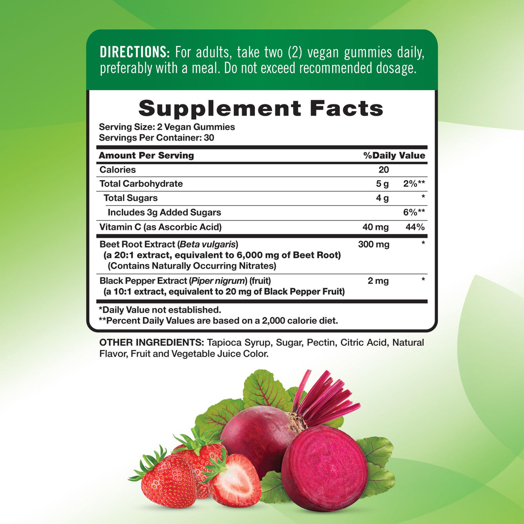Nature's Truth Beet Root Gummies | 60 Count | with Black Pepper | Superfood | Strawberry Flavor | Vegan, Non-GMO & Gluten Free Supplement