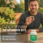 Dr. Berg Natural Vitamin B12 1000 mcg (Hydroxocobalamin) 60 Capsules – Energy, Brain & Nervous System Support* – w/B-Complex + Magnesium – 4X Lab Tested, GMO-Free, No Fillers
