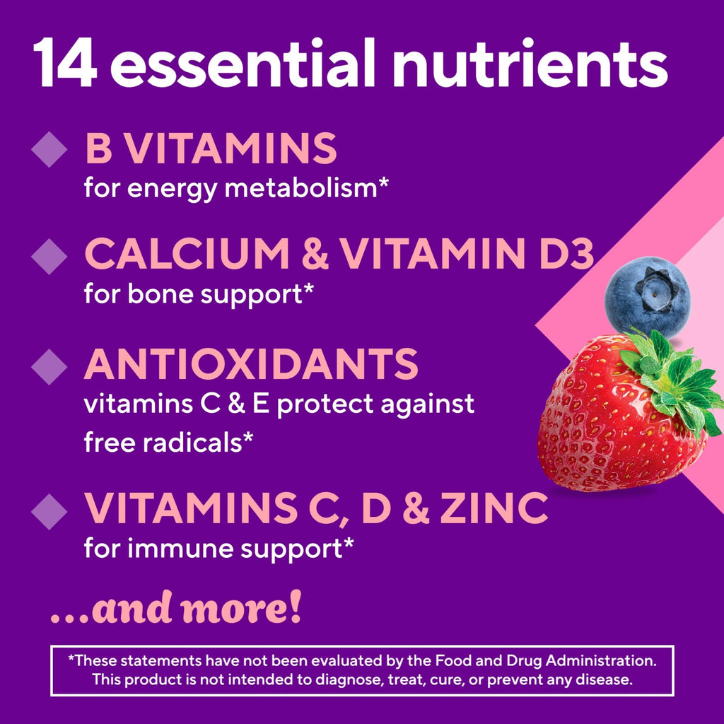 Vitafusion Women's Multivitamin Gummy | 90 Sugar-Free Gummies | Berry Flavor Multi Vitamins | Gluten and Dairy-Free Supplement