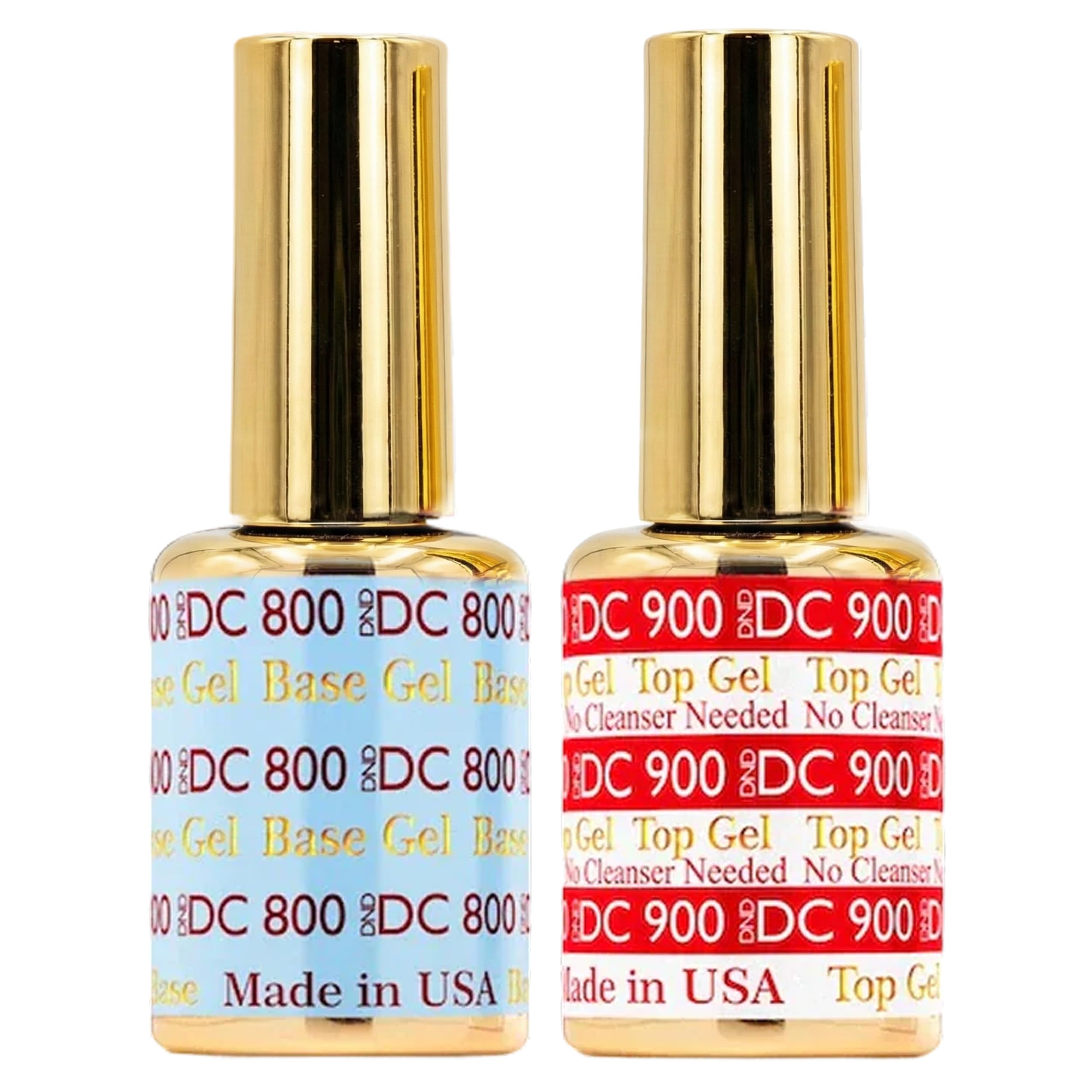 DND Base Gel & Top Gel No Cleanse Duo | Professional UV/LED Base Coat & No Cleanse Top Coat Set, Glossy Chip-Free Finish, Long Lasting Wear, Easy Soak Off Removal