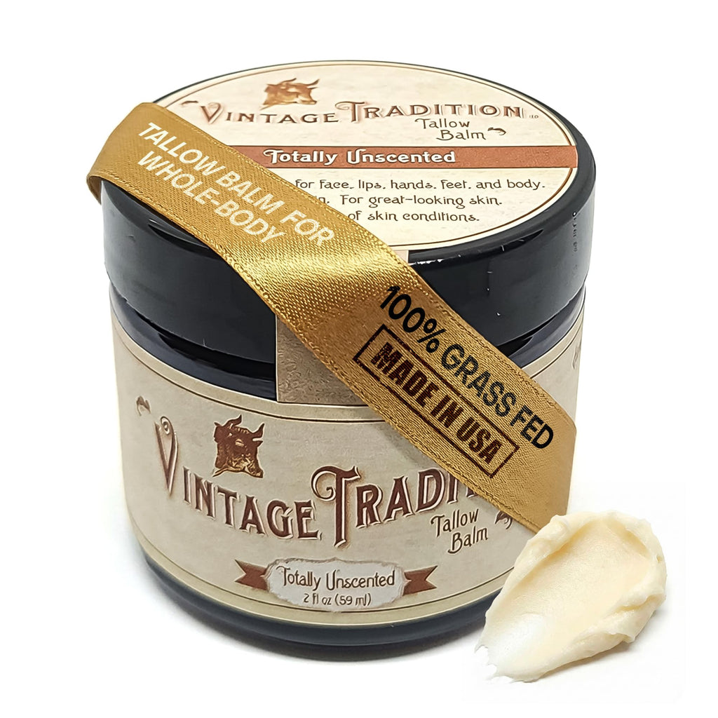 Buy now Vintage Tradition Beef Tallow All Purpose Balm - Healing, Hydrating Weather-Protecting Skin Care Salve Replaces Body Lotion, Hand Cream, More - Essential Oil, Olive Oil, and Grass-Fed Tallow, 2 fl oz. at indiglob india