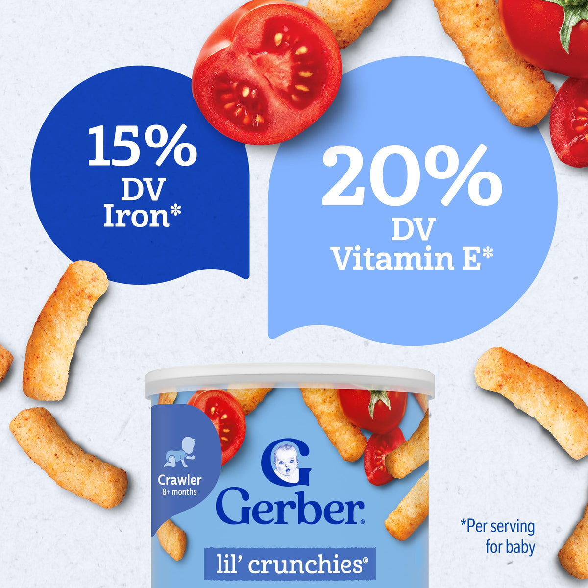 Gerber Stage 3 Garden Tomato Lil Crunchies Snack, 1.48 Oz, 6 Pack