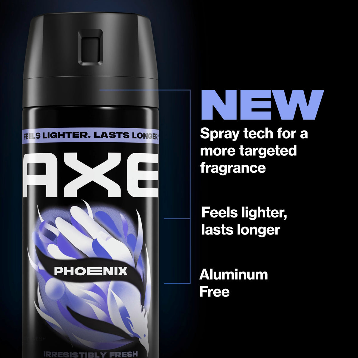 AXE Body Spray Phoenix 4 Count Apollo 48 Hour All Over Fresh 2.9 oz