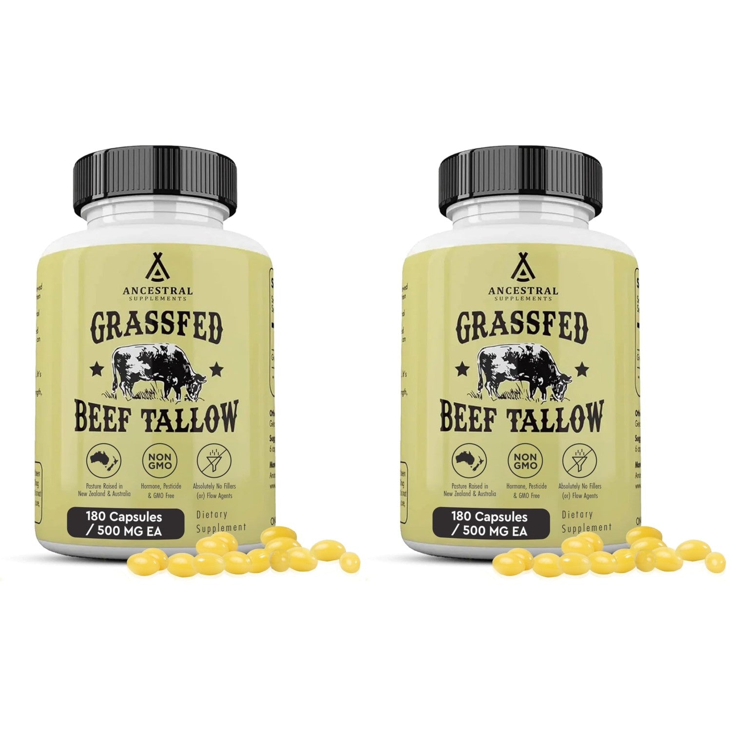 Ancestral Supplements Grass Fed Beef Kidney Supplement, 3000mg, 180 Ct | DAO enzyme-rich formula for kidney support and kidney health, promoting urinary & histamine balance with B12.