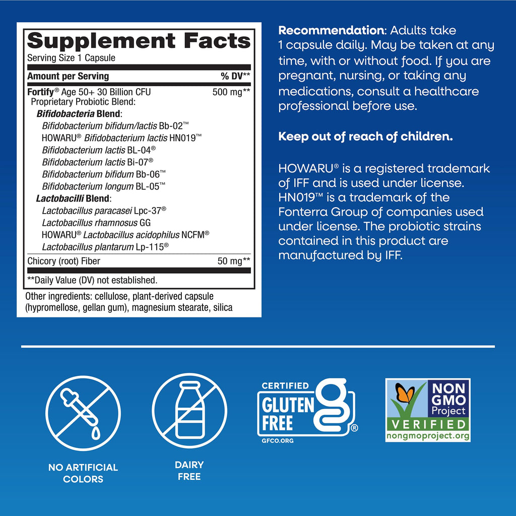 Nature's Way Fortify 30 Billion Daily Pre+Probiotic for Adults 50+, 30 ct | Daily Probiotic Supplement for Colon, Digestive, and Immune Health with 30 Billion Live Cultures*; No Refrigeration Needed