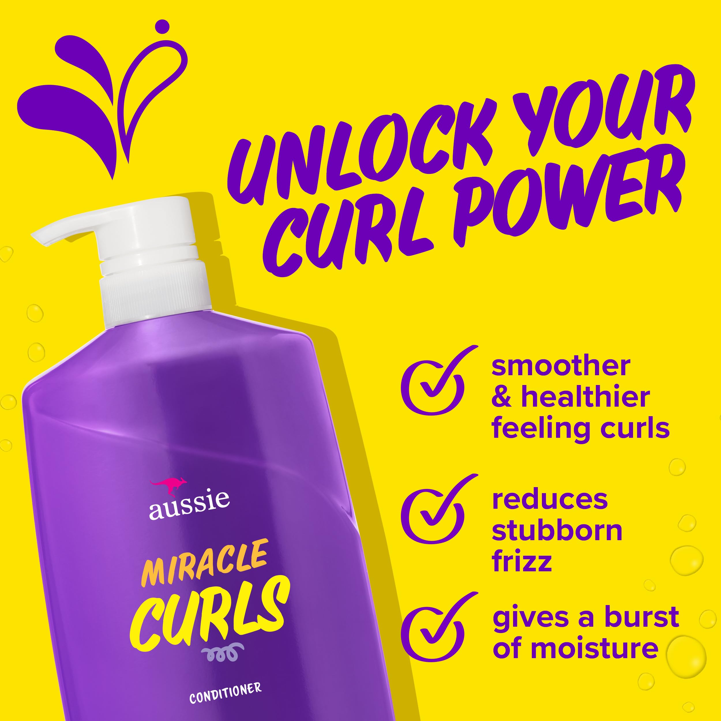 Aussie Miracle Curls Conditioner with Coconut Oil, Paraben Free, 26.2 oz