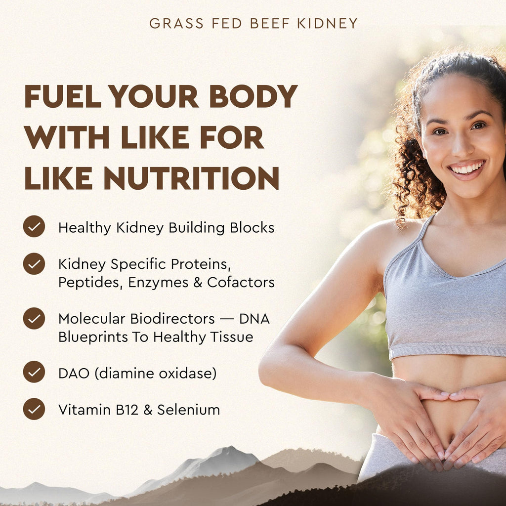 Ancestral Supplements Grass Fed Beef Kidney Supplement, 3000mg, 180 Ct | DAO enzyme-rich formula for kidney support and kidney health, promoting urinary & histamine balance with B12.