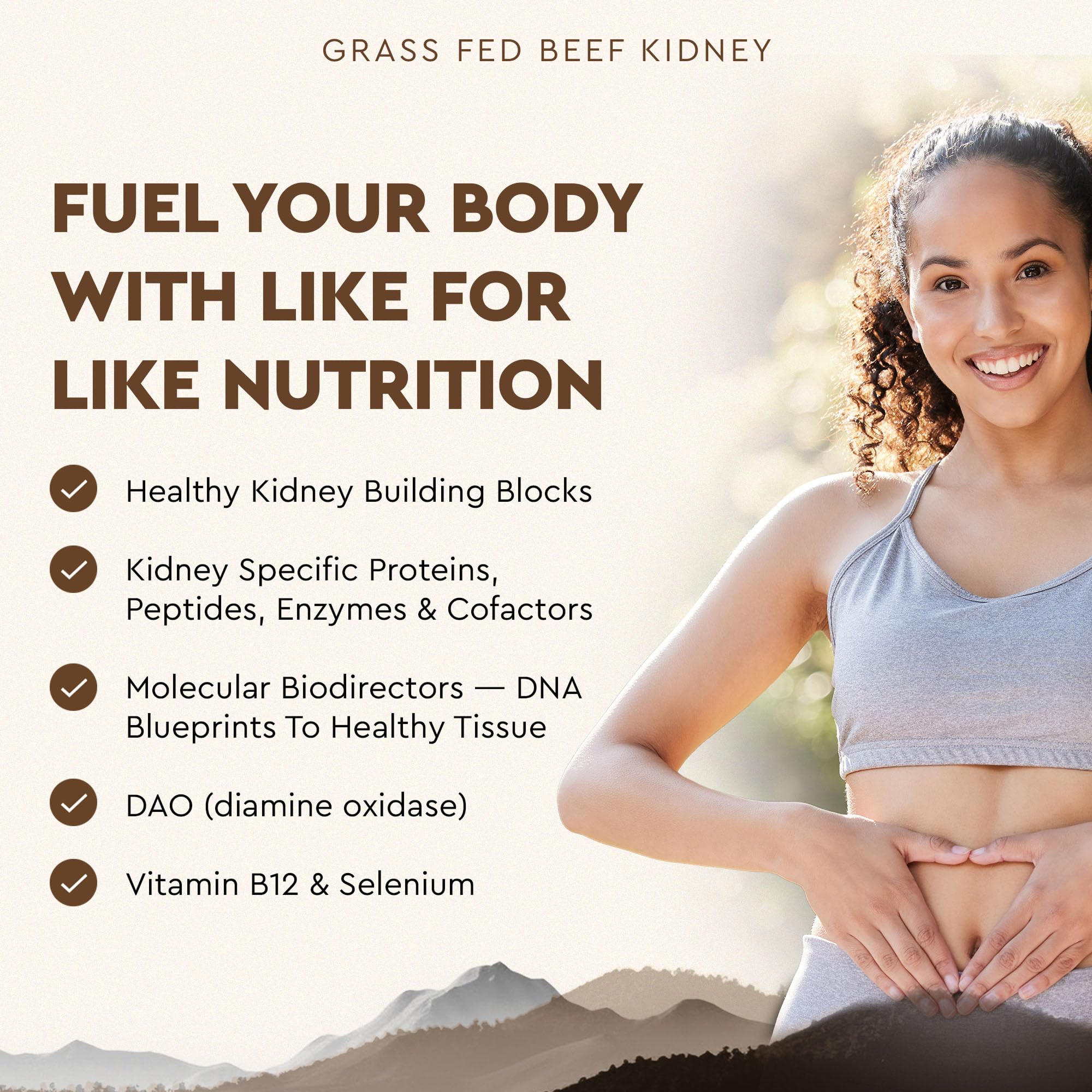 Ancestral Supplements Grass Fed Beef Kidney Supplement, 3000mg, 180 Ct | DAO enzyme-rich formula for kidney support and kidney health, promoting urinary & histamine balance with B12.