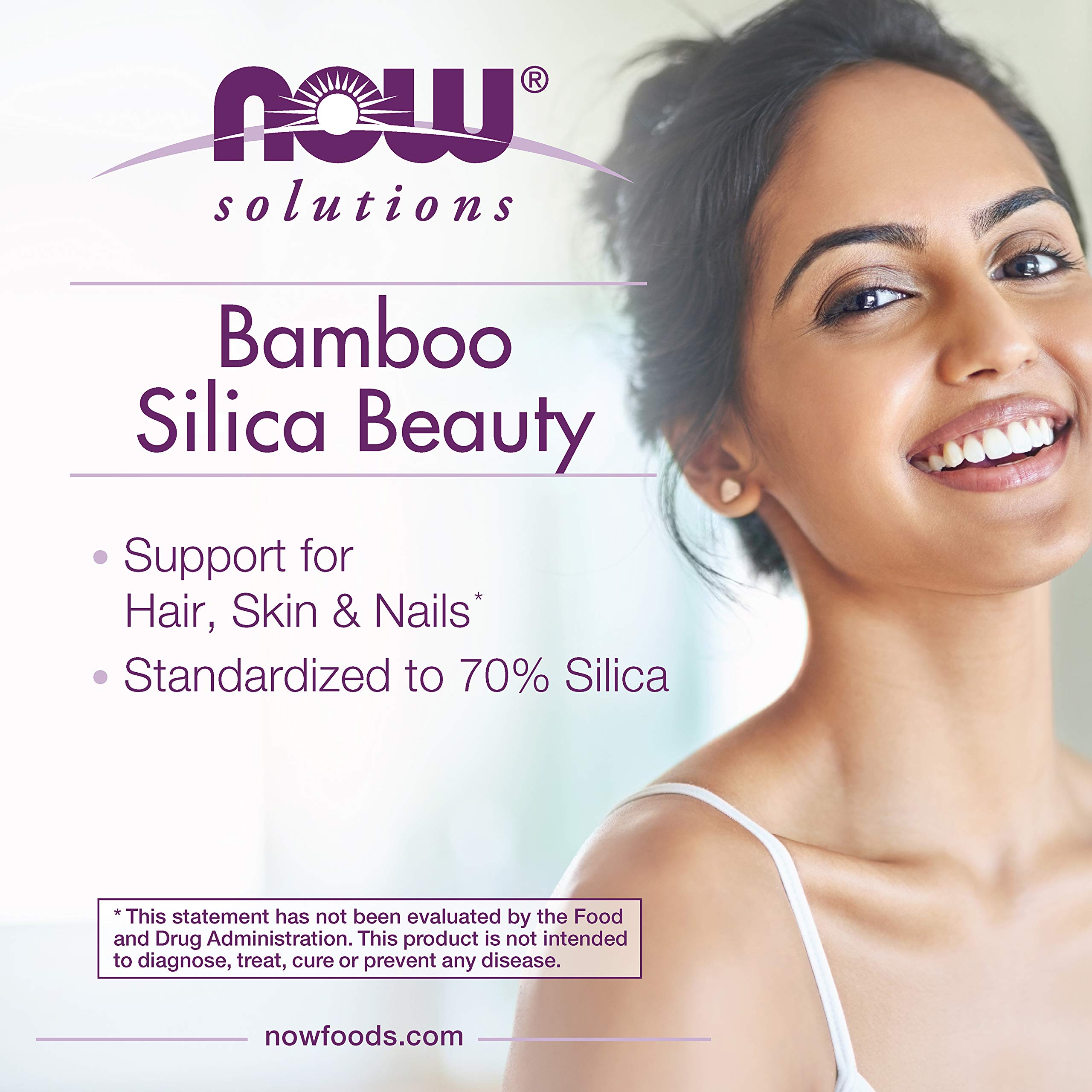 Buy now NOW Foods Solutions, Bamboo Silica Beauty, Support for Hair, Skin & Nails, Standardized to 70% Silica, 90 Veg Capsules at indiglob india