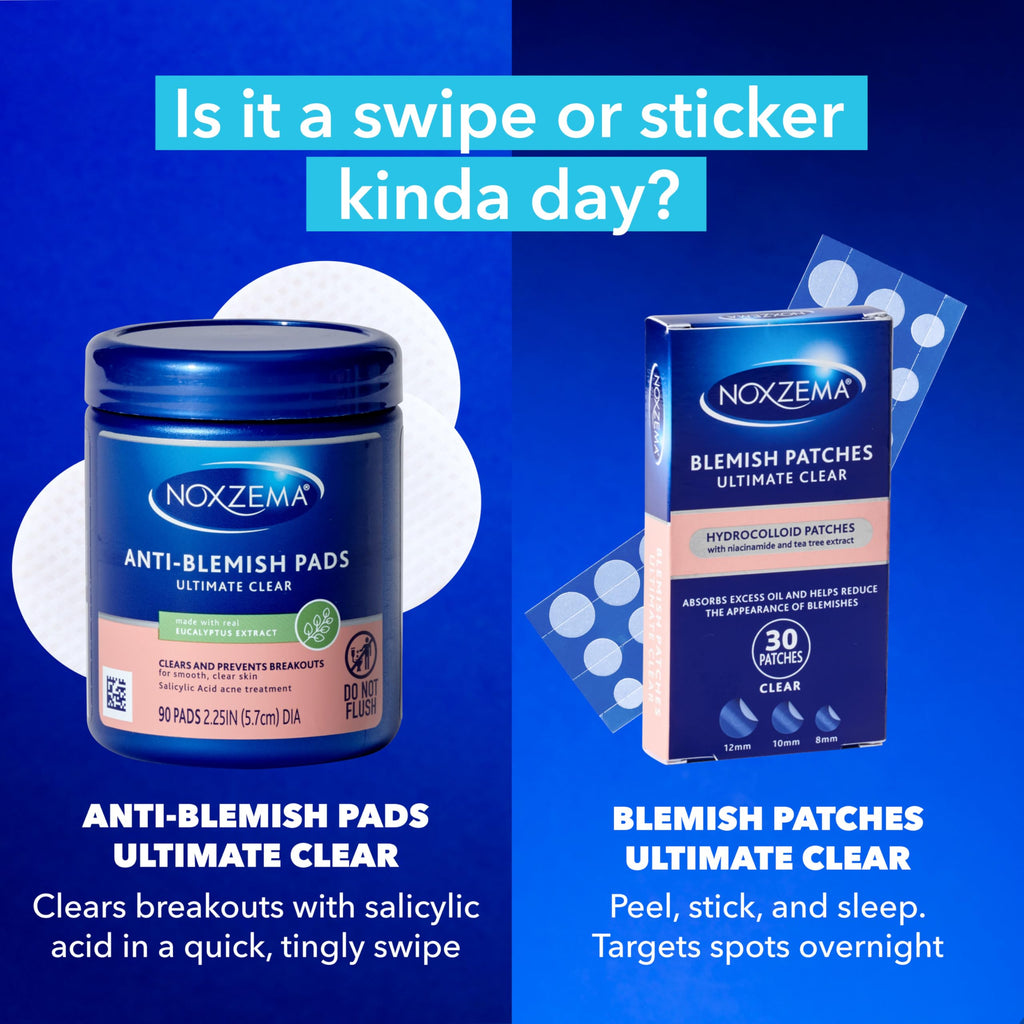 Noxzema Ultimate Clear Face Pads Clears & Prevents Acne Anti-Blemish Made with Over 60% Alcohol 90 Count