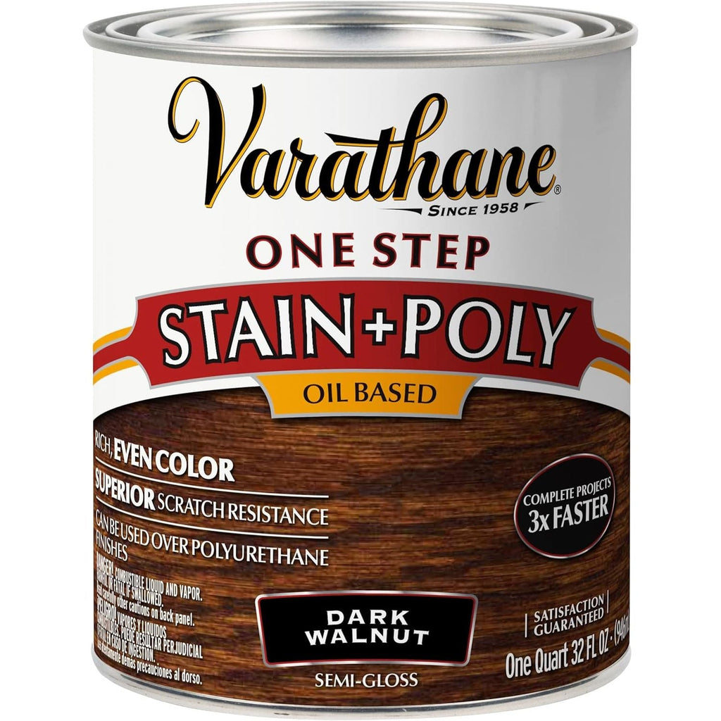 Buy now Varathane 225250H Oil-Based One Step Stain + Poly, Quart, Dark Walnut at indiglob india