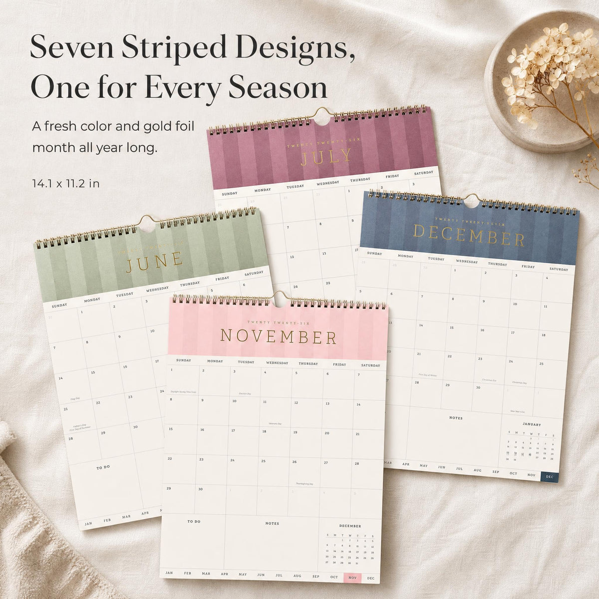 Aesthetic 2026-2027 Wall Calendar - Runs from June 2026 Until December 2027