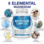 1PCSLumine Organics Magnesium Complex Supplement 1000mg - Advanced 8-in-1 Magnesium Blend - Glycinate, Citrate, Malate, Taurate etc.– High Absorption Formula – Non-GMO, 90 Capsules (1C)