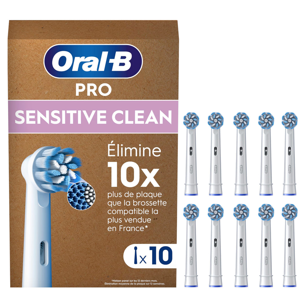 Buy now Oral-B Pro Sensitive Clean Electric Toothbrush Head, X-Shaped & Extra Soft Bristles for Gentle Brushing & Plaque Removal, Pack of 10 Toothbrush Heads, Suitable for Mailbox, White at indiglob india