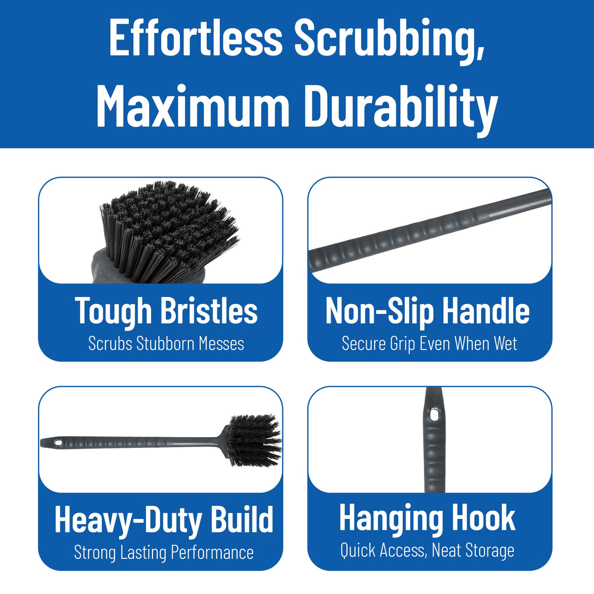 SPARTA 20 Inch Floater Scrub Brush, Polybutylene Bristles, Black