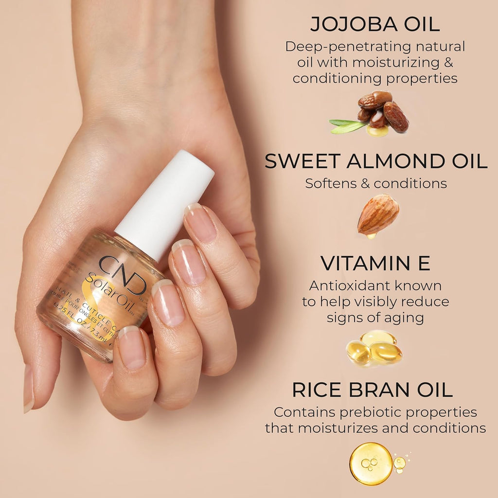 Buy now CND SolarOil Cuticle Oil, Blend Of Jojoba, Vitamin E, Rice Bran & Sweet Almond Oils, Moisturizes & Conditions at indiglob india