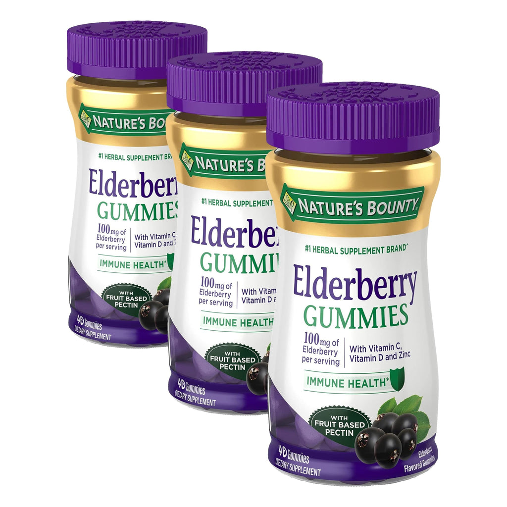 Nature's Bounty Elderberry Gummies 100 mg, 70ct | Supports Immune Health, Contains Vitamins A, C, D, E, Zinc