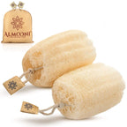 ALMOONI Natural Loofah Body Scrubber, Egyptian Loofah Sponge, 3 Count | Natural Egyptian Loofah Sponge, Round Shape Shower Sponge for Face & Body, Men & Women, Gentle Exfoliation, Large Size