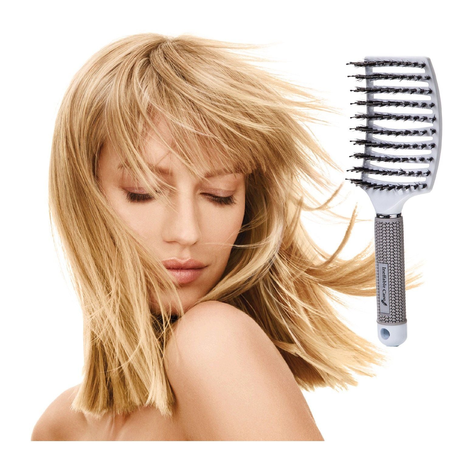 Buy now Boar Bristle Hair Brush set â€“ Curved and Vented for Wet and Dry Detangling Hair Brush for Women Long, Thick, Thin, Curly & Tangled Hair Vent Brush - Stocking Stuffers Gift kit at indiglob india